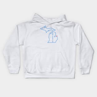 Port Austin MI Love (Blue) Kids Hoodie